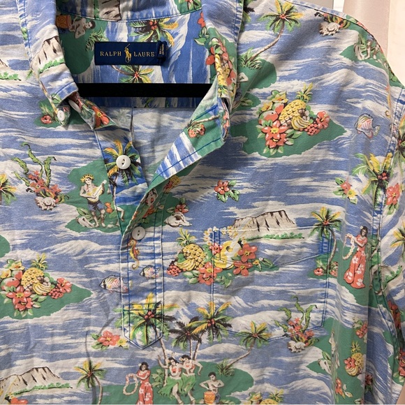 RALPH LAUREN Mini Hawaiian print pop over shirt XXL - Picture 4 of 6